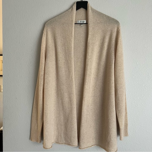 Neiman Marcus Women’s Cashmere Open Front Cardigan Size XL Beige - Picture 1 of 5